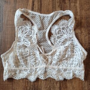 Victoria's Secret Dream Angels Cream White Sheer Lace Racerback Bralette